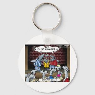Shark Folk Singers Funny Gifts Tees & Cards Key Ring