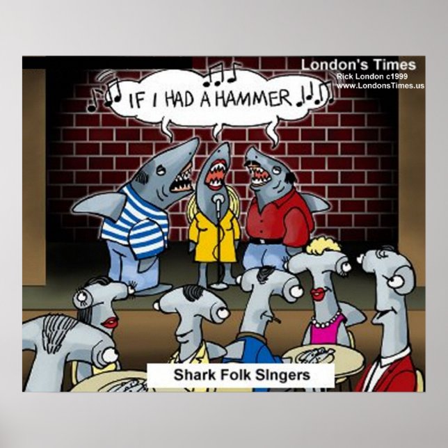 Shark Folk Singers Funny Posters (Front)