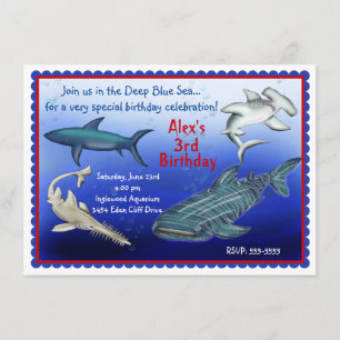 Shark Frenzy Birthday Invitations