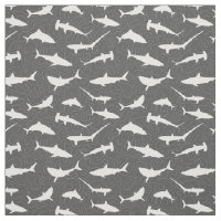 Shark Frenzy Cool Grey and White Pattern