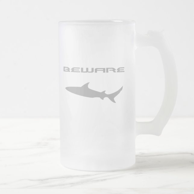 Shark Frosted Glass Beer Mug (Right)