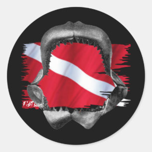 Shark Gear by Divers Den Classic Round Sticker