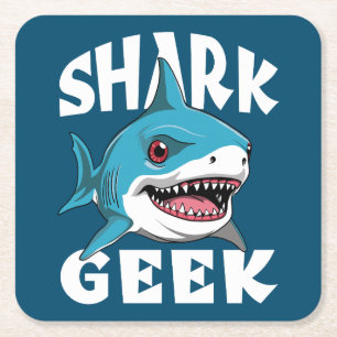 Shark Geek - Cute Design for Shark Lovers Square Paper Coaster