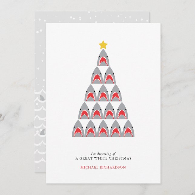 Shark Great White Christmas Flat Holiday Card (Front/Back)