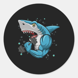 Shark Gym Powerlifting Weightlifting Bodybuilding  Classic Round Sticker