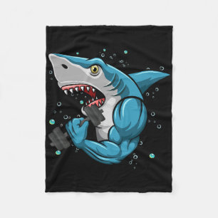 Shark Gym Powerlifting Weightlifting Bodybuilding  Fleece Blanket
