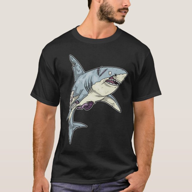 Shark Halloween Zombie T-Shirt (Front)