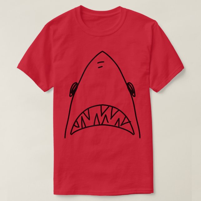 Shark Head Bite Funny Scary Print Drawing Fishing  T-Shirt (Design Front)