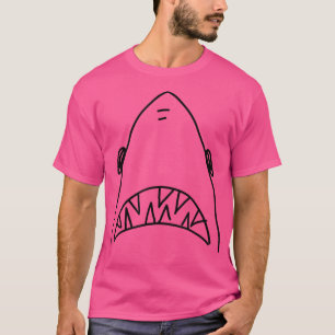 Shark Head Bite Funny Scary Print Drawing Fishing T-Shirt