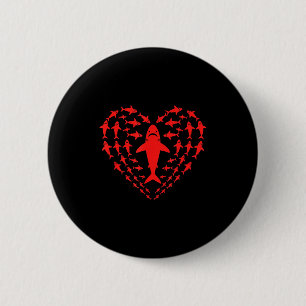 Shark heart kids sea creature valentine graphic 6 cm round badge