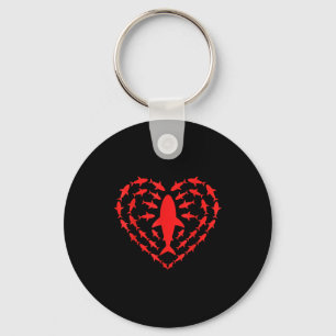 Shark Heart Ocean Funny Valentines Day Men Women K Key Ring
