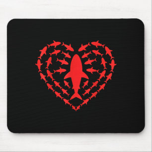 Shark Heart Ocean Funny Valentines Day Men Women K Mouse Mat