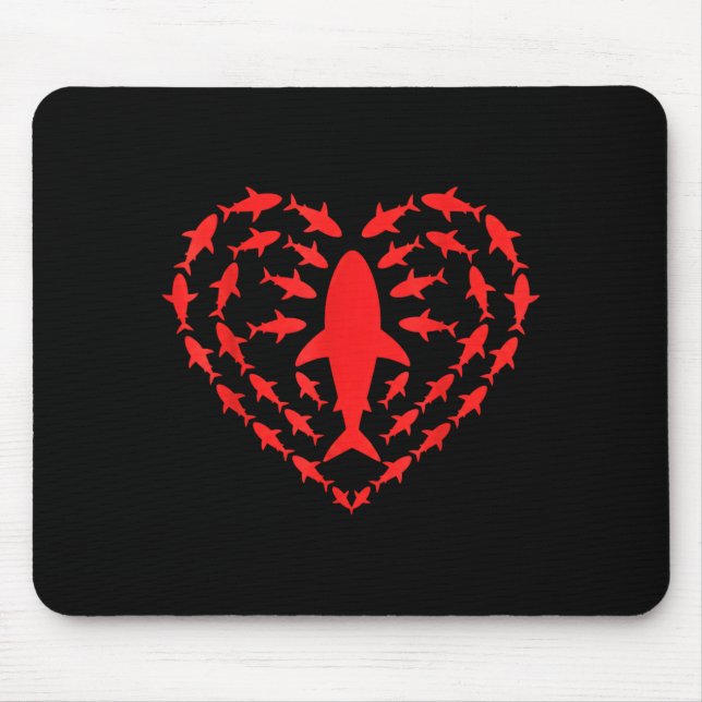 Shark Heart Ocean Funny Valentines Day Men Women K Mouse Mat (Front)