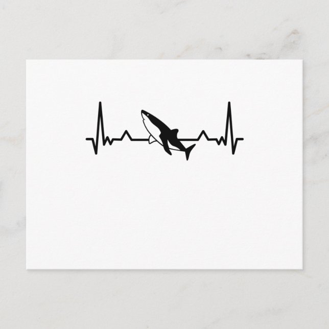 Shark Heartbeat Fish Gift Mum Dad Postcard (Front)