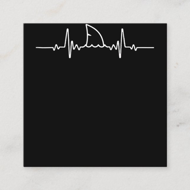 Shark Heartbeat  Shark Lovers Fin Ocean Animal Square Business Card (Front)