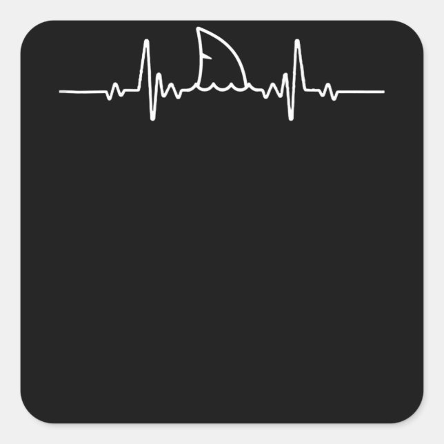 Shark Heartbeat  Shark Lovers Fin Ocean Animal Square Sticker (Front)