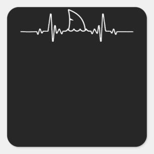 Shark Heartbeat  Shark Lovers Fin Ocean Animal Square Sticker