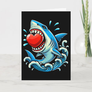 Shark Holding Hearts Valentine's Day Kids Family G Card