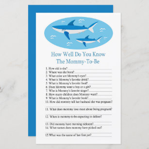 Shark How well do you know baby shower game