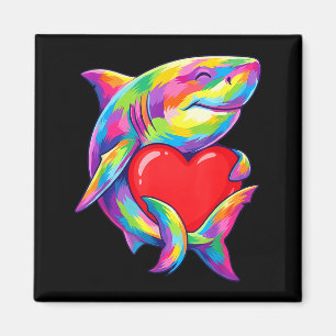 Shark Hugging Valentine Heart Color Critters Rainb Magnet