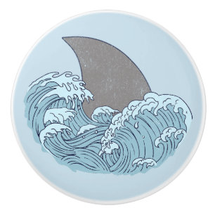 Shark illustration ceramic knob