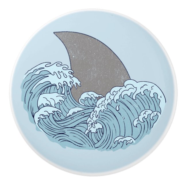 Shark illustration ceramic knob (Front)