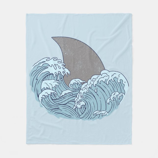 Shark illustration fleece blanket (Front)