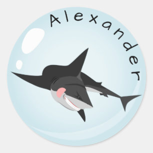 Shark in a  Bubble  Personalise Classic Round Sticker