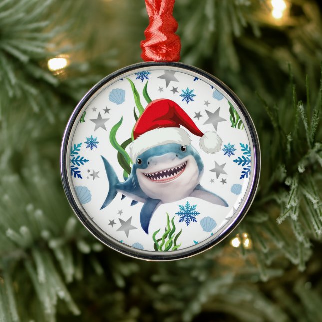 Shark in a Santa Hat Christmas Ornament Keepsake (Tree)