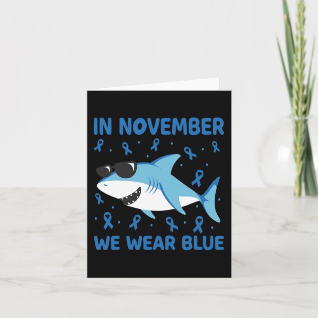 Shark In November We Wear Blue Diabetes Kid Boy To Card (Front)