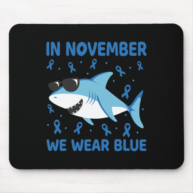 Shark In November We Wear Blue Diabetes Kid Boy To Mouse Mat (Front)