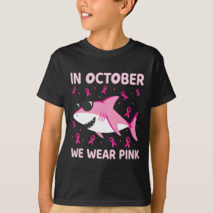 Shark In October We Wear Pink Breast Cancer Kids B T-Shirt
