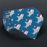 Shark in Santa Hat Christmas Novelty Neck Tie<br><div class="desc">Tie with smiling sharks in Santa hats.</div>