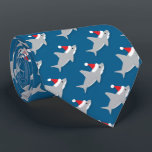 Shark in Santa Hat Christmas Novelty Neck Tie<br><div class="desc">Tie with smiling sharks in Santa hats.</div>