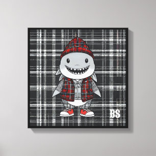 shark in Scottish Disguise – charming tartan shark Canvas Print