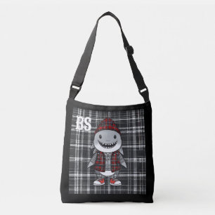 shark in Scottish Disguise – charming tartan shark Crossbody Bag