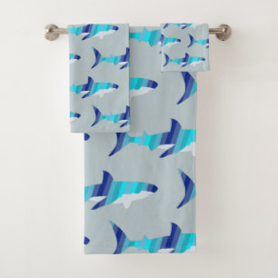 Shark in Shades of Blue Bath Towel Set