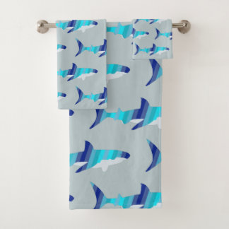 Shark in Shades of Blue Bath Towel Set