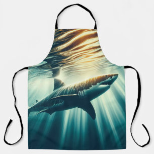 Shark in the deep blue sea & sunlight apron