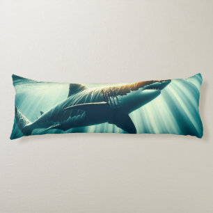 Shark in the deep blue sea & sunlight body cushion