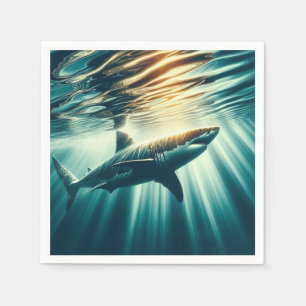 Shark in the deep blue sea & sunlight napkin