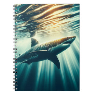 Shark in the deep blue sea & sunlight notebook