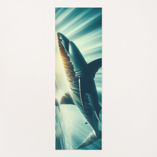 Shark in the deep blue sea & sunlight yoga mat (Front)