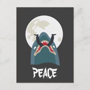 Shark in the moon night postcard