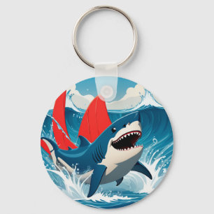 Shark in the Ocean Key Ring