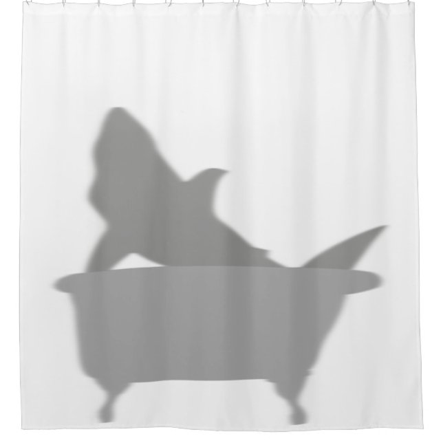 Shark In Tub Funny Shadow Silhouette Shower Curtain (Front)
