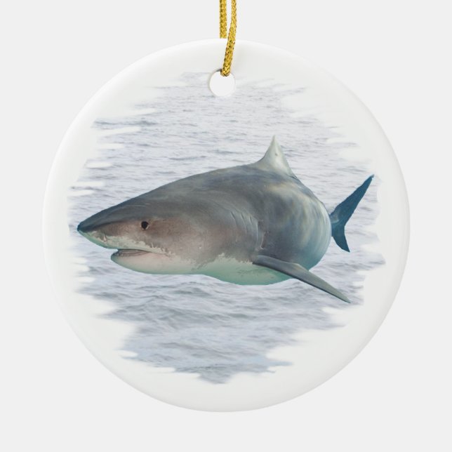 Shark in water ceramic tree decoration (Front)
