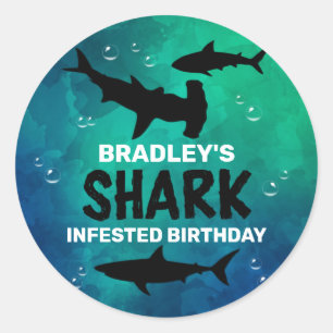 Shark Infested Any Age Birthday Party Classic Roun Classic Round Sticker