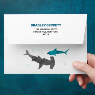 Shark Infested Any Age Birthday Party Envelope