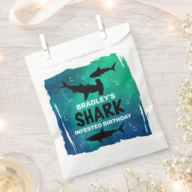 Shark Infested Any Age Birthday Party Favour Bags (Clipped)